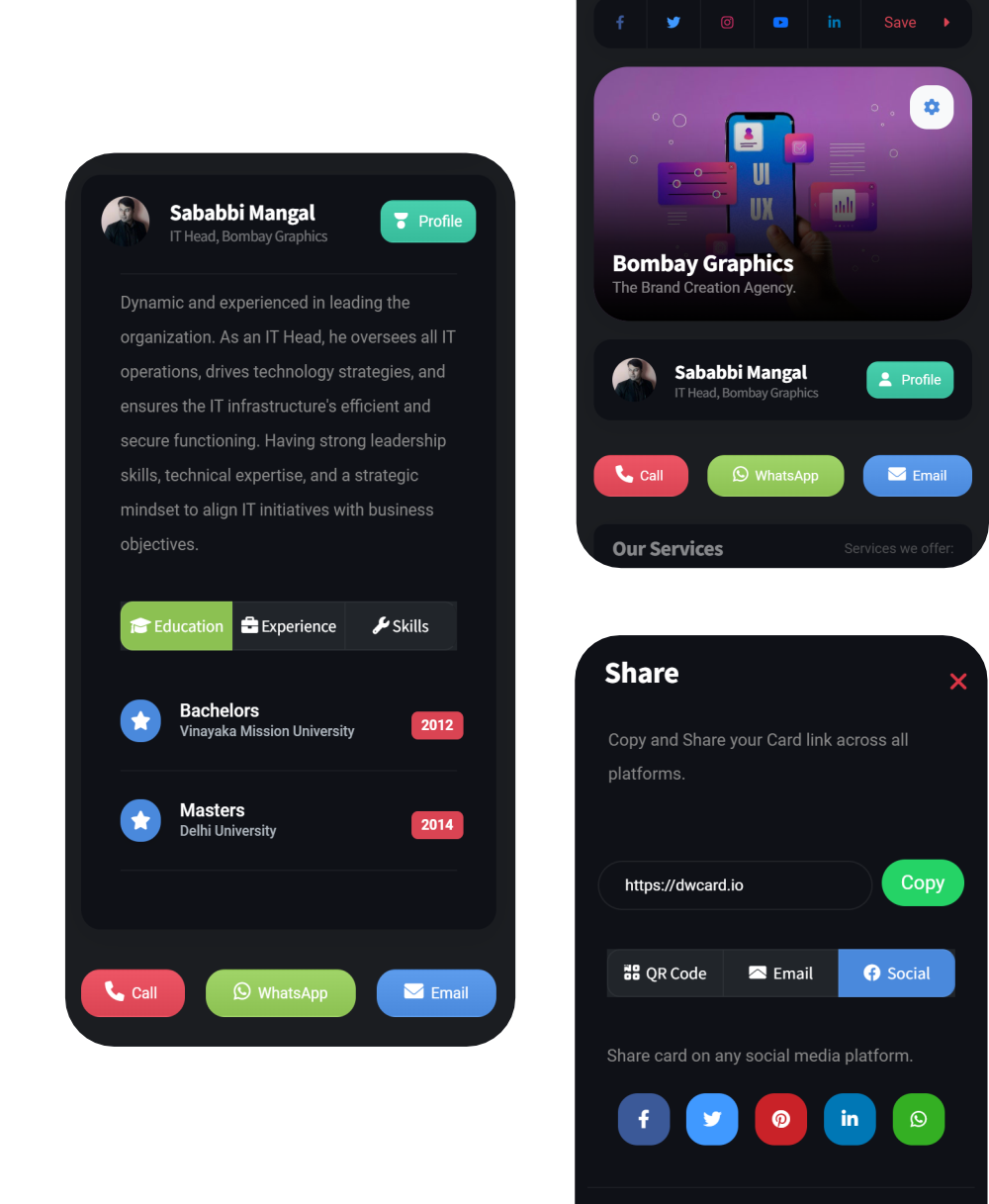 App screens